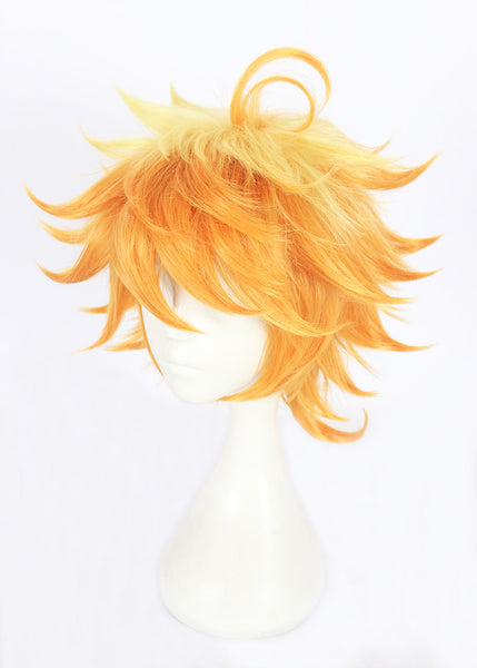 Anime The Promised Neverland Emma Short Curly Yellow Cosplay Wigs