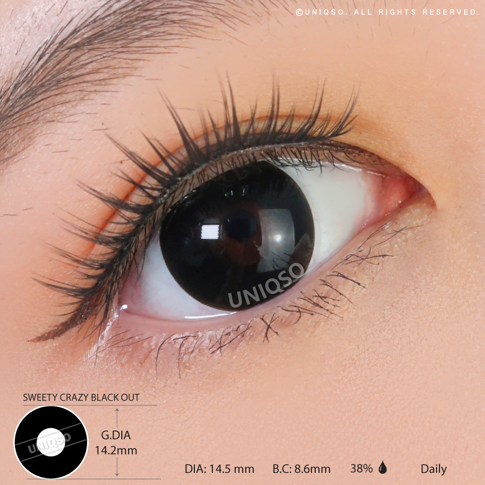 Sweety Crazy Black Out - 1 Day Disposable (1 lens/pack)-Colored Contacts-UNIQSO