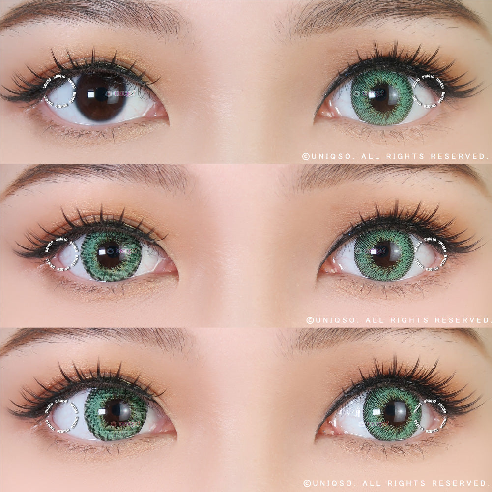 Western Eyes Puffy 3 Tones Green (1 lens/pack)-Colored Contacts-UNIQSO