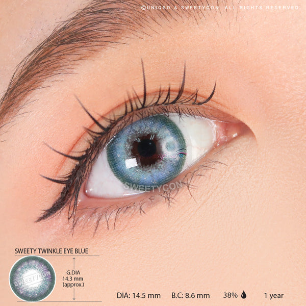 Sweety Twinkle Eye Blue (1 lens/pack)-Colored Contacts-UNIQSO