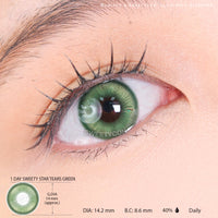 1 Day Sweety Star Tears Green (2 or 10 lenses/pack)-Colored Contacts-UNIQSO