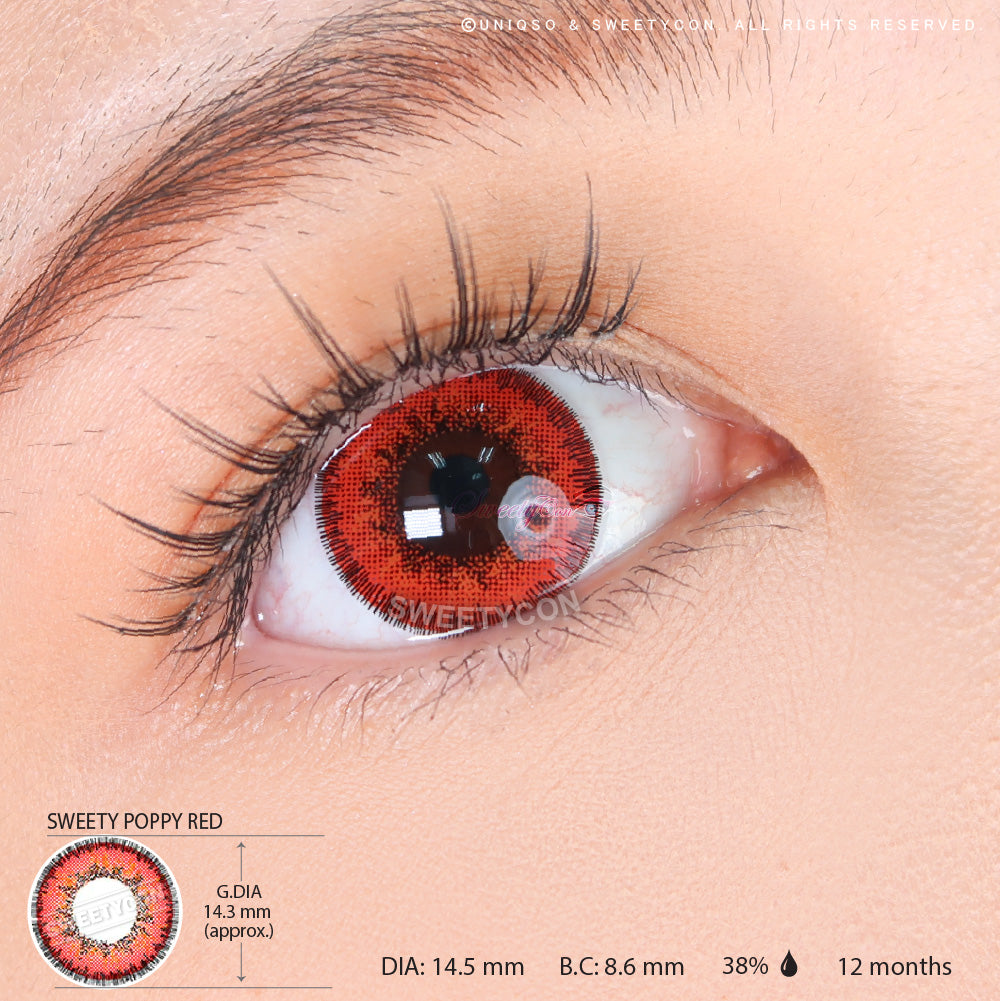 Sweety Poppy Red (1 lens/pack)-Colored Contacts-UNIQSO