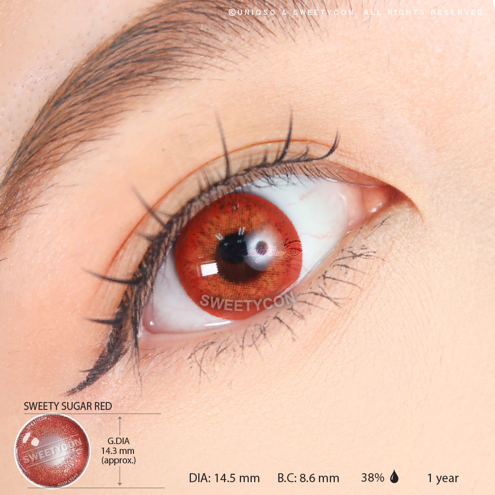 Sweety Sugar Red (1 lens/pack)-Colored Contacts-UNIQSO