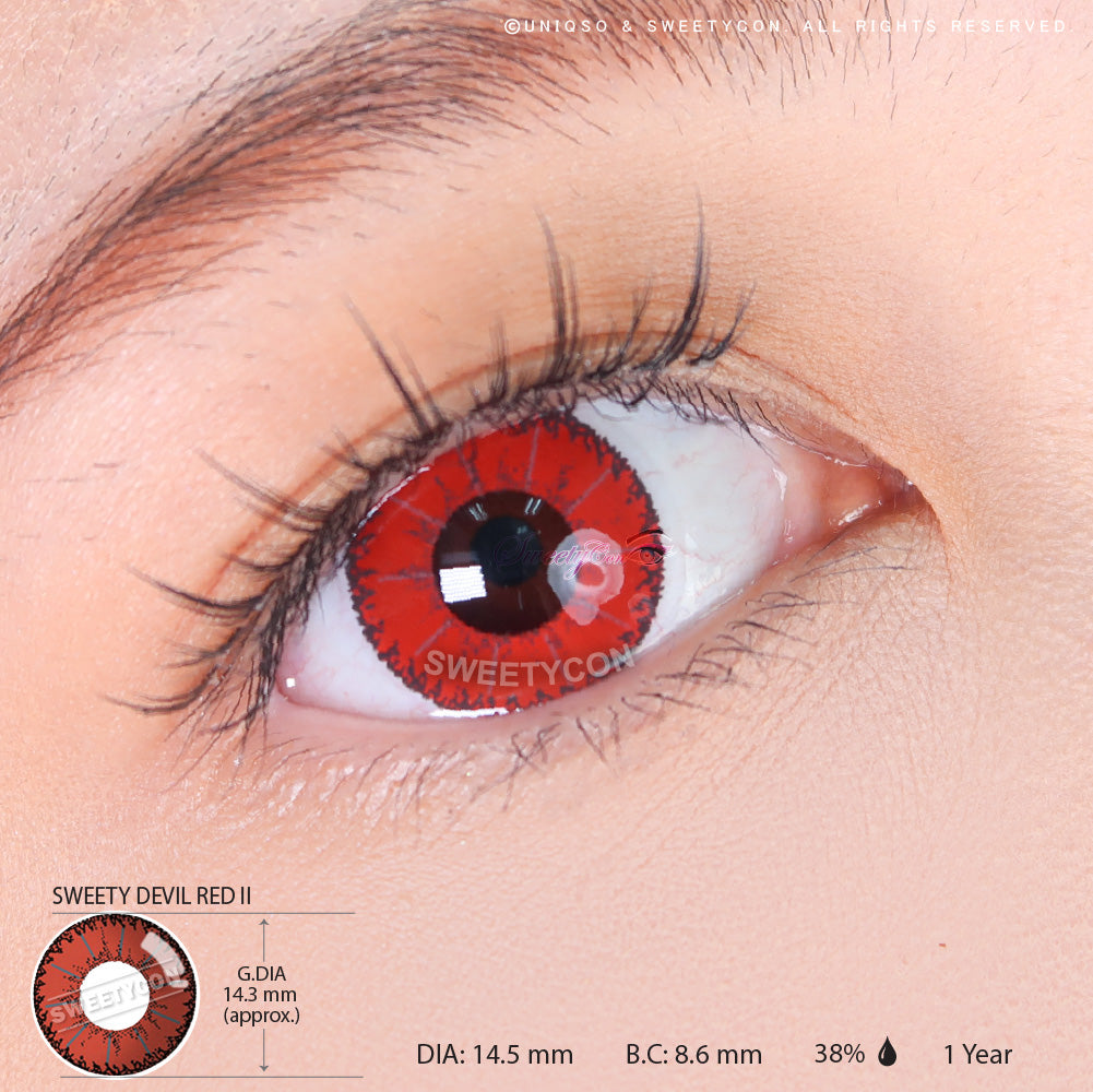 Sweety Devil Red II (1 lens/pack)-Colored Contacts-UNIQSO