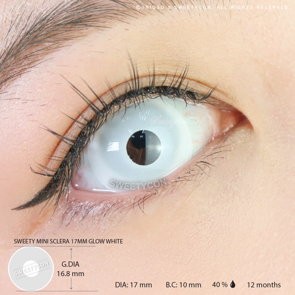 Sweety Mini Sclera UV Glow White (1 lens/pack)-Mini Sclera Contacts-UNIQSO