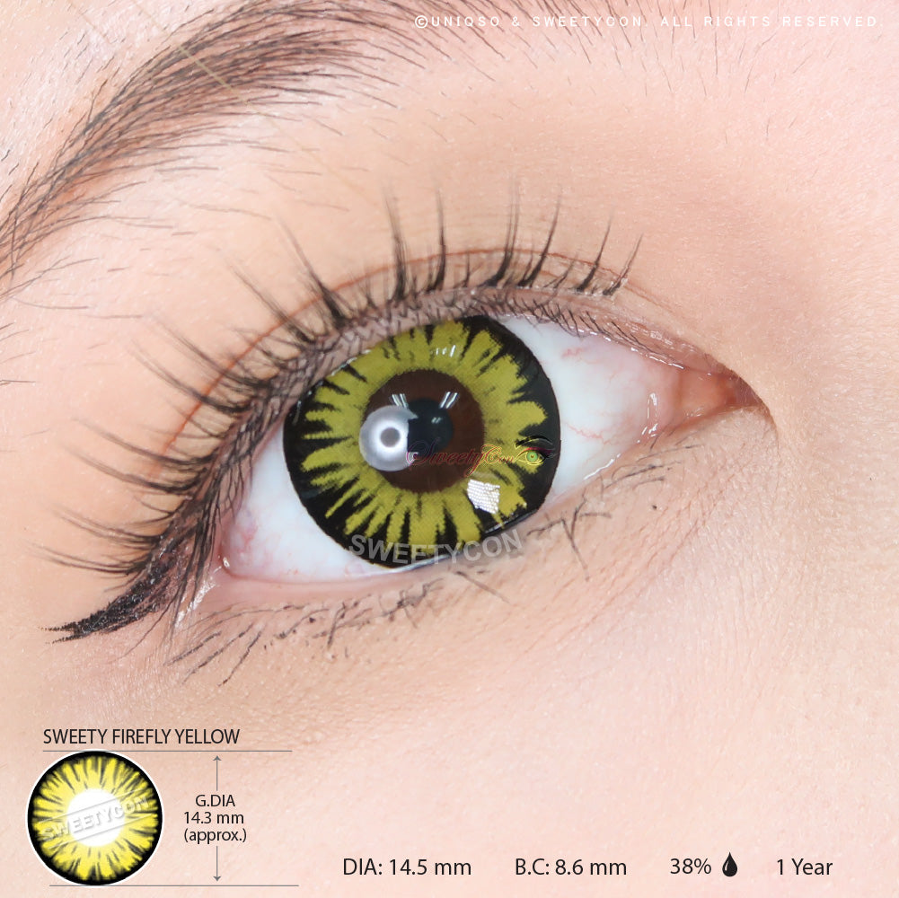 Sweety Firefly Yellow (1 lens/pack)-Colored Contacts-UNIQSO