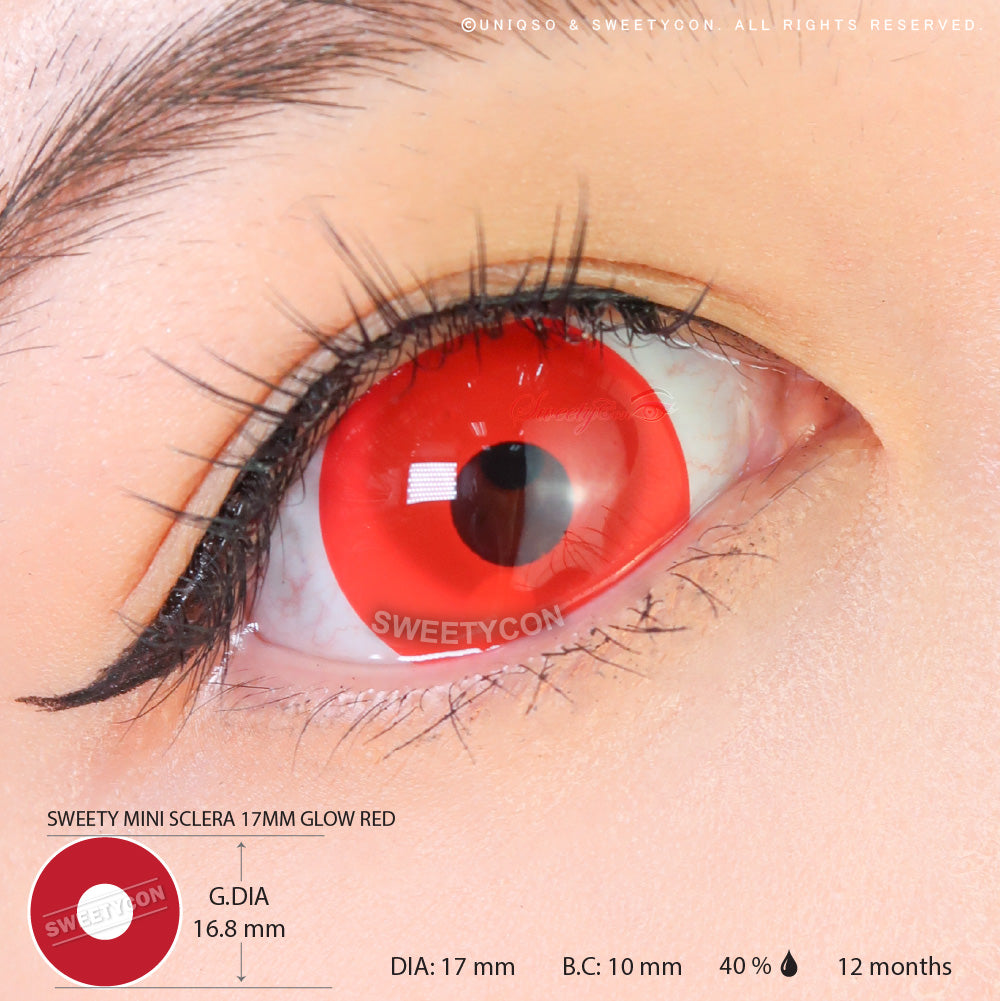 Sweety Mini Sclera UV Glow Red (1 lens/pack)-Mini Sclera Contacts-UNIQSO