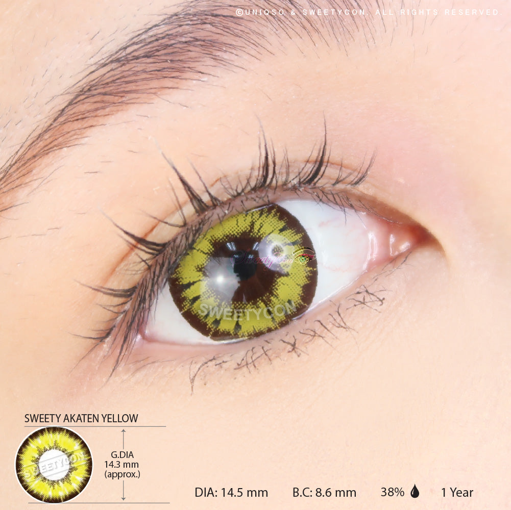 Sweety Akaten Yellow (1 lens/pack)-Colored Contacts-UNIQSO