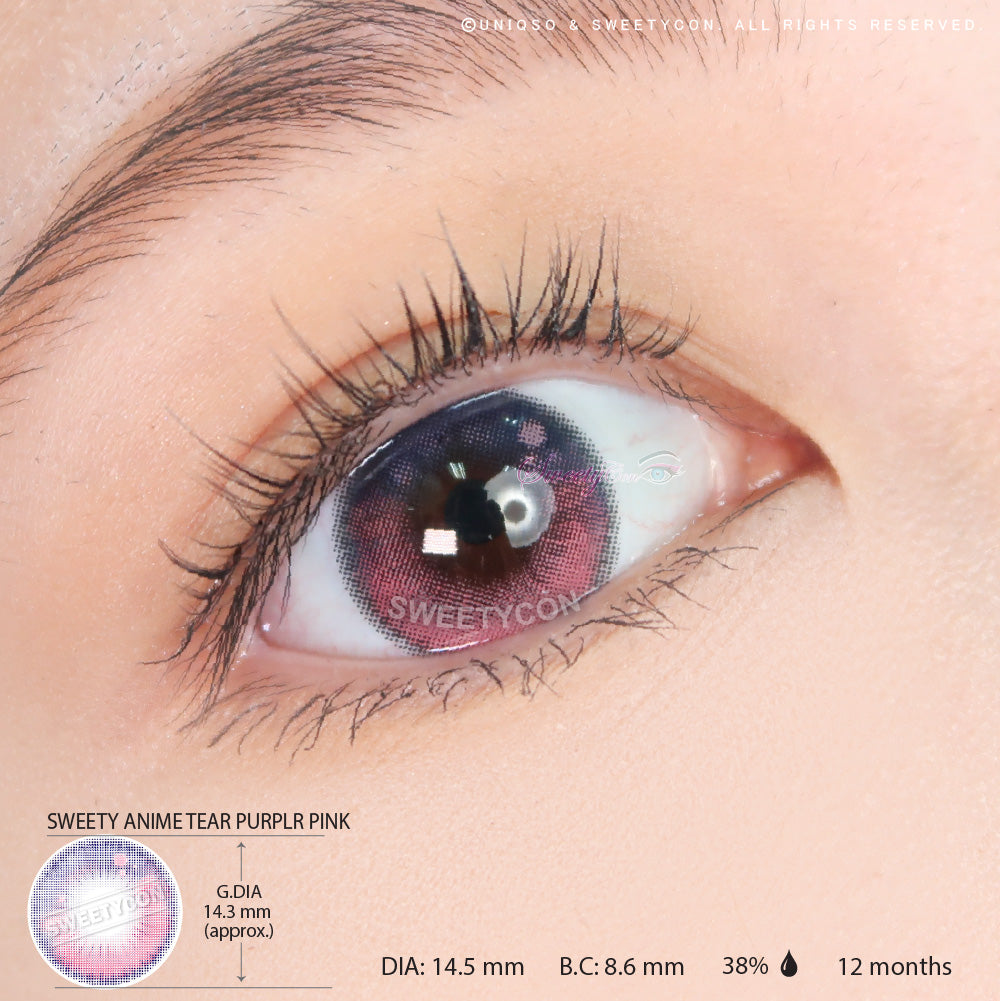 Sweety Anime Tear Purple Pink (1 lens/pack)-Colored Contacts-UNIQSO