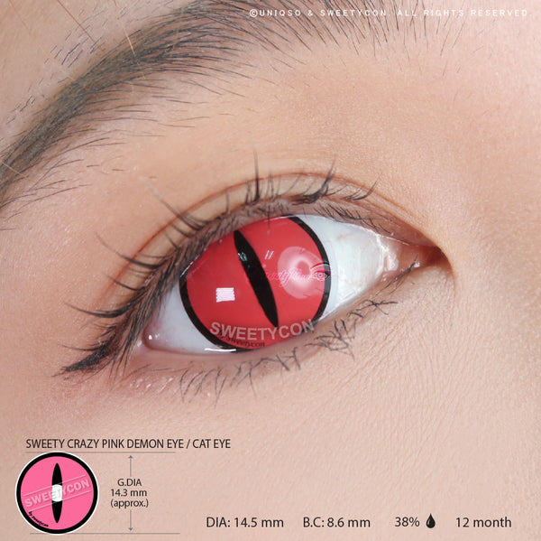 Sweety Crazy Pink Demon Eye / Cat Eye (1 lens/pack)-Crazy Contacts-UNIQSO