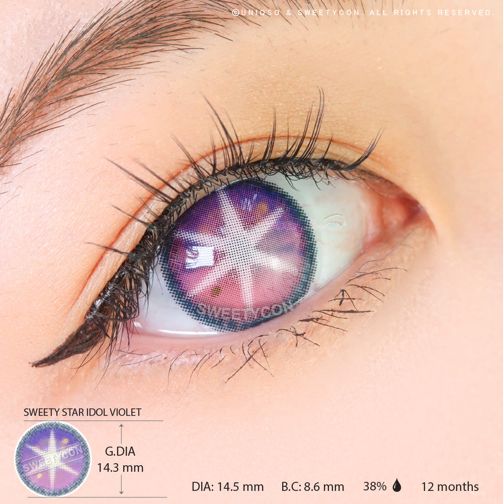 Sweety Star Idol Violet (1 lens/pack)-Colored Contacts-UNIQSO