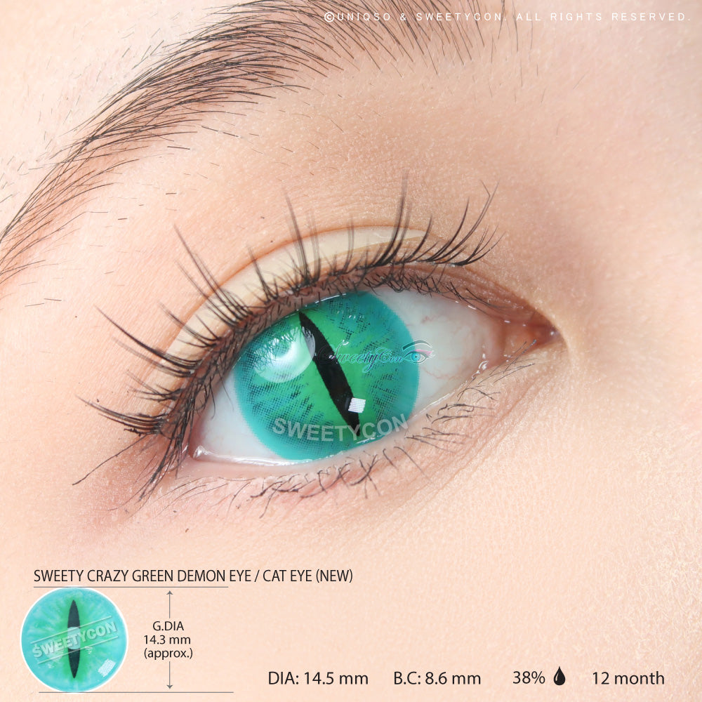 Sweety Crazy Green Demon Eye / Cat Eye (New) (1 lens/pack)-Crazy Contacts-UNIQSO