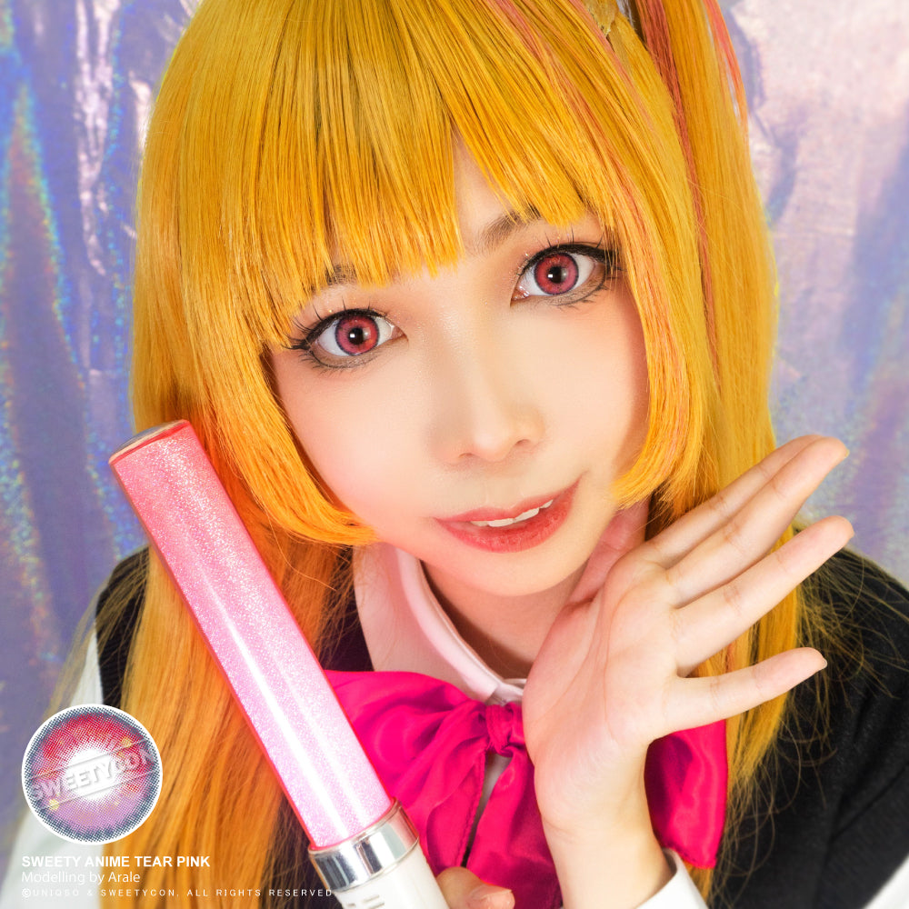 Sweety Anime Tear Pink (1 lens/pack)-Colored Contacts-UNIQSO