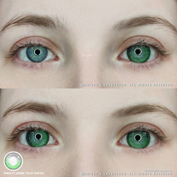 Sweety Anime Tear Green (1 lens/pack)-Colored Contacts-UNIQSO