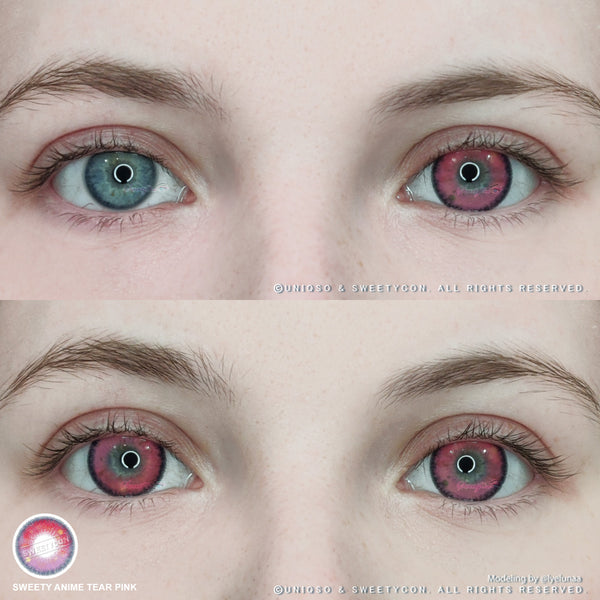 Sweety Anime Tear Pink (1 lens/pack)-Colored Contacts-UNIQSO