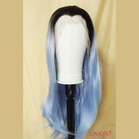 Premium Wig - Rooted Glacier Blue Long Straight Lace Front Wig-Lace Front Wig-UNIQSO