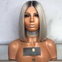 Premium Wig - Glitzy Queen Balck-Gray Mixed Buckle Bob Hair Wig-Lace Front Wig-UNIQSO