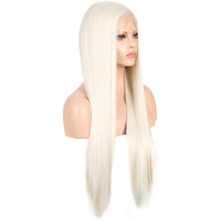 Glitzy White Front Lace Long Straight Hair Wig-Lace Front Wig-UNIQSO