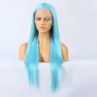 Plush Blue Front Lace Long Straight Hair-Lace Front Wig-UNIQSO