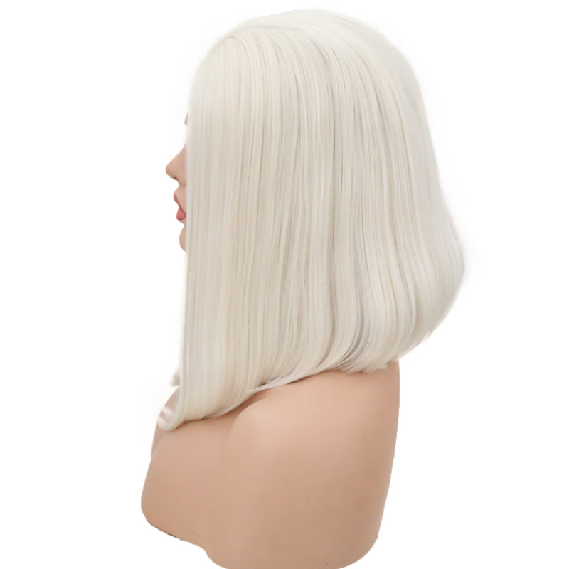 White Pearl Velvet Front Lace Bob Wig-Lace Front Wig-UNIQSO