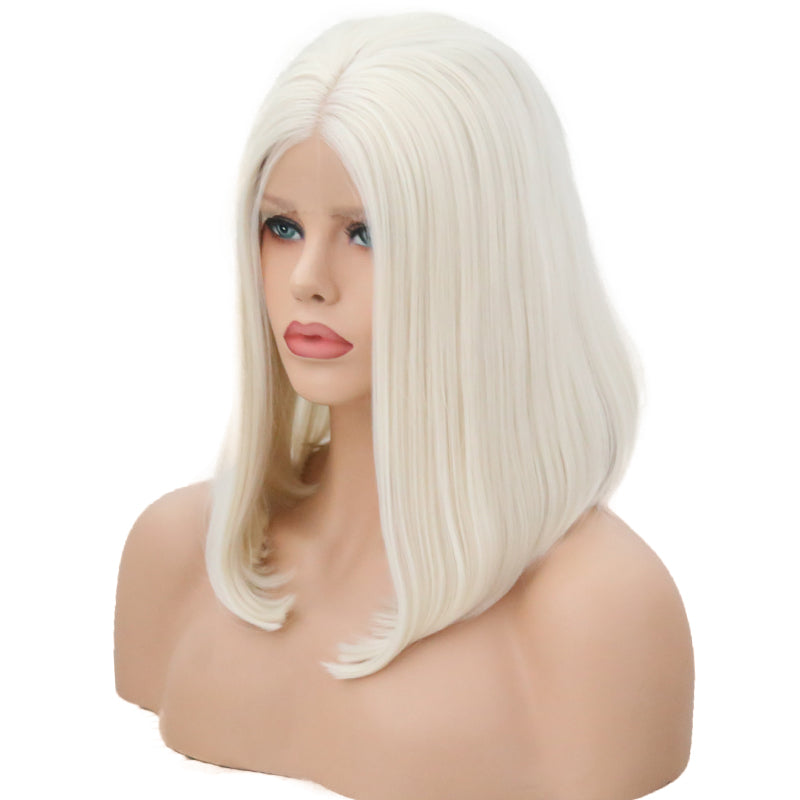 White Pearl Velvet Front Lace Bob Wig-Lace Front Wig-UNIQSO