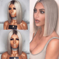 Premium Wig - Glitzy Queen Balck-Gray Mixed Buckle Bob Hair Wig-Lace Front Wig-UNIQSO