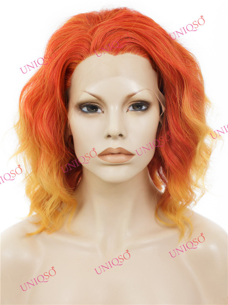  meishengzhiyuan Cherry Red Lace Front Human Hair Wig