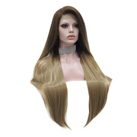 Premium Wig - Two-tone Tortilla Brown Long Straight Lace Front Wig-Lace Front Wig-UNIQSO