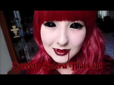 Sweety Black Sclera Contacts Sabretooth/Blackout/Black with Prescription (1 lens/pack)