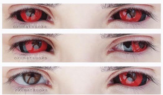 Phantasee Red Black Sclera Contacts Tokyo Ghoul - Red Ghoul/Gremlin (2 lenses/pack)-Sclera Contacts-UNIQSO